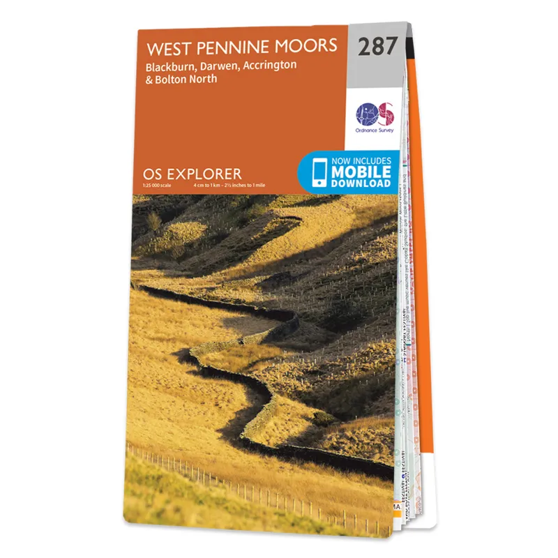 OS Explorer Map 287 - West Pennine Moors - Blackburn Darwen And Accrington